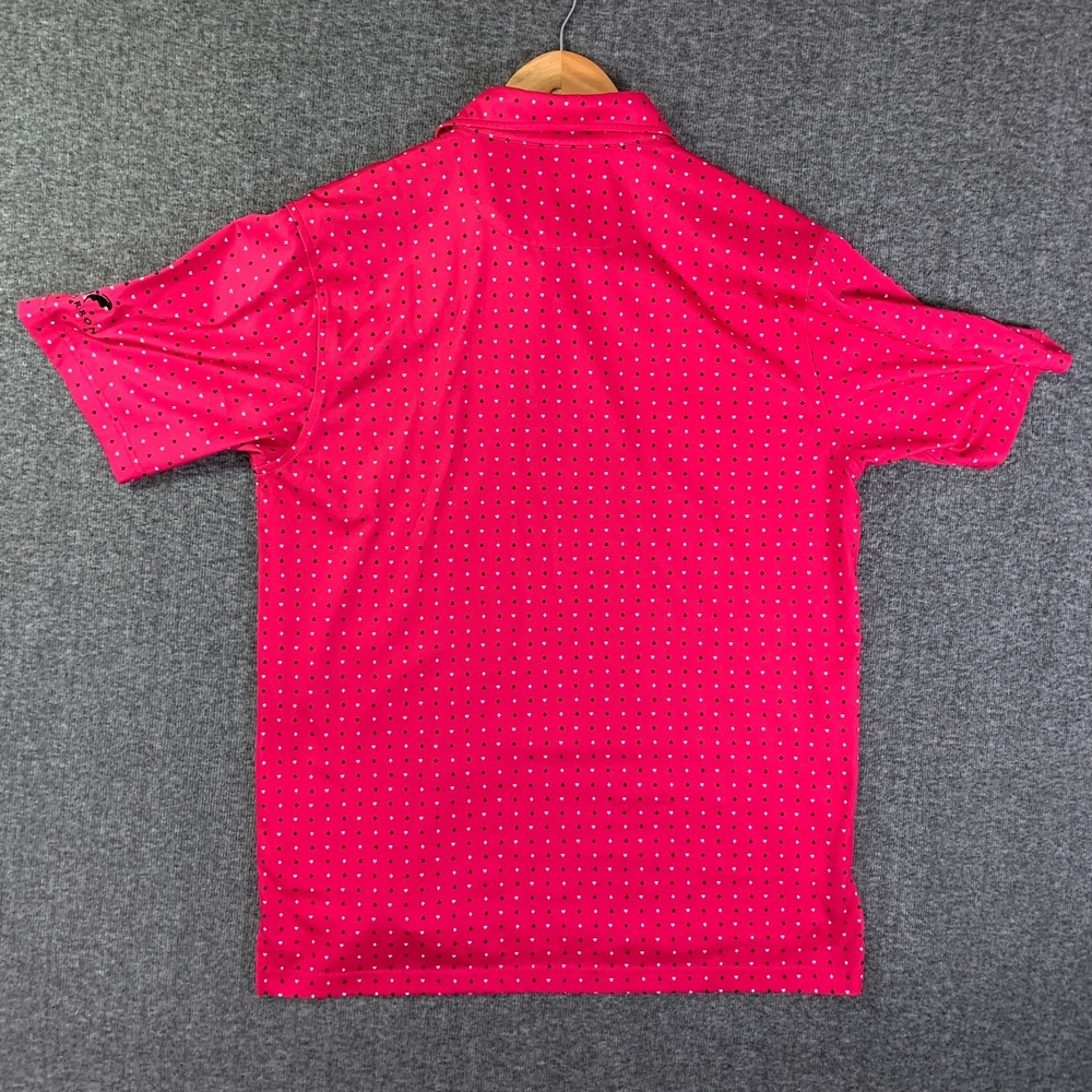 Donald Ross Geometric Polo Men Small Pink Ace Diamonds Hearts Golf Performance - Picture 6 of 10